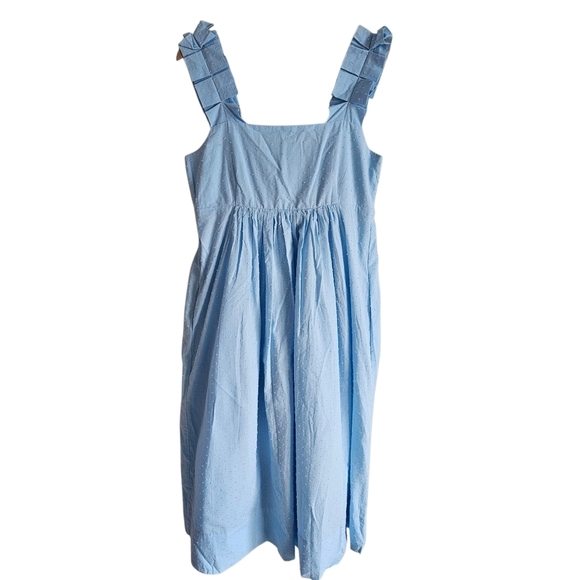 LAKE Lolly Swiss Dot Midi Dress in Morning Blue - Picture 2 of 13